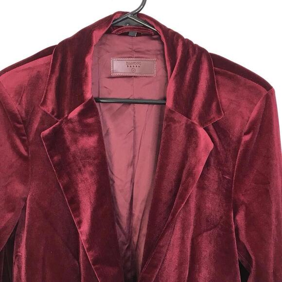 Blank NYC Blazer Womens M Velvet Burgundy One Button Holiday Formal Soft - Picture 10 of 11